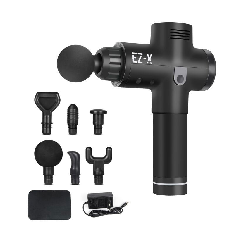 EZ-X Premium Percussion Massage Gun with 30 speed levels and 6 heads - Extra Quiet - Extra Power Portable Deep Tissue Therapy [With Carying Case]