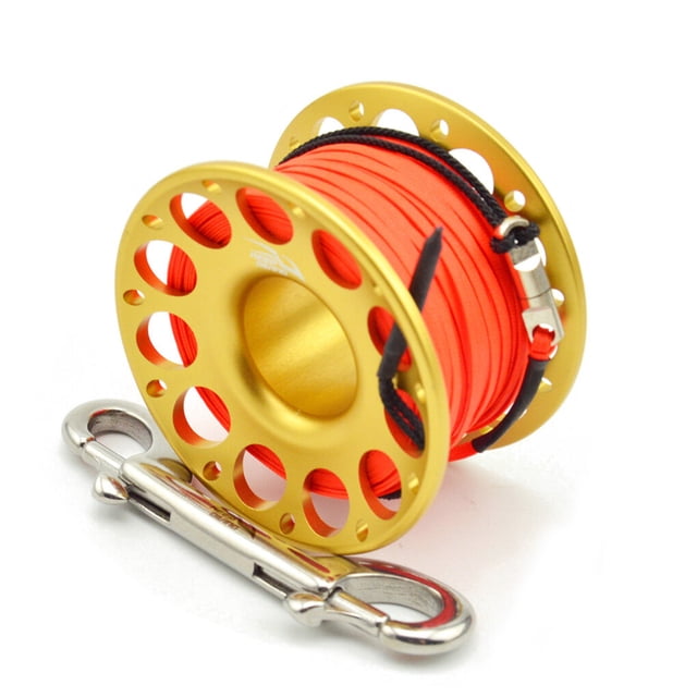 Transemion Keep Diving FXL-952 Spool Reel Polyester Rope Rotary Reels Outdoor Sports Fishing Accessories with Double End Hook Gold 30m