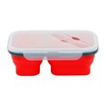 thumbnail image 1 of Luncheaze Lunch Box Collapsible Bento Box, Lunch Box 2 Compartment, Premium Silicone, Bpa Free, Airtight Snap-Top Lid, Microwave and Dishwasher Safe,with Spoon Lunch Box Snacks, 1 of 3