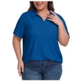 thumbnail image 2 of Timegard Hauts pour Femmes Grande Taille Col à Revers Col en V Manches Courtes T-Shirts Basiques Confortables Hauts Décontractés Amples, 2 of 8