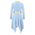 thumbnail image 4 of RUNQHUI Robe de Danse pour Filles Enfants Patchwork Métallique Ourlet Asymétrique Culte Église Bleu Clair 14, 4 of 7