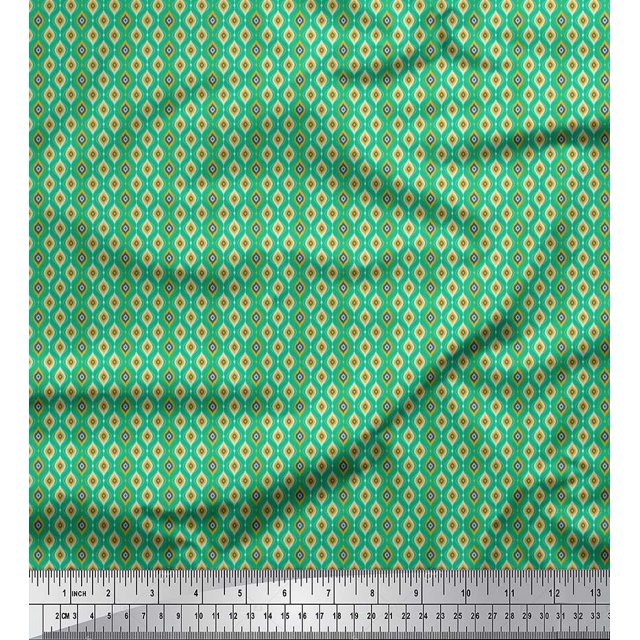 Soimoi Silk Fabric Ogee Small Printed Craft Fabric by The Yard 42 Inch Wide
