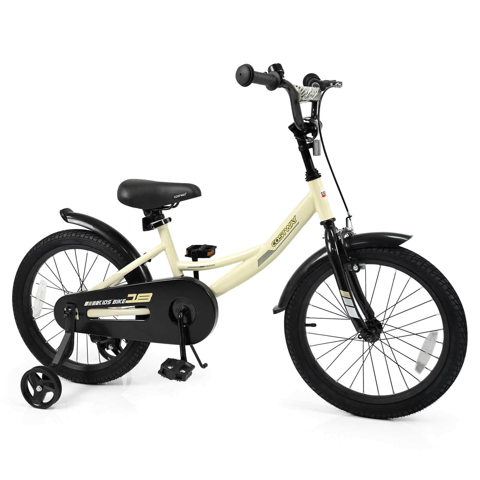 Costway 18 Inch Kids Bike with Training Wheels Dual Brakes Adjustable Seat Handlebar Height