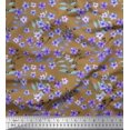 thumbnail image 1 of Soimoi Tissu en Poly Georgette Feuilles & Pervenche Imprimé Floral au Mètre 52 Pouces de Large, 1 of 3