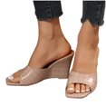 thumbnail image 4 of KIHOUT Summer Womens Sandals, New Sloping Heels for Ladies Casual Wearing Sandals, Retro Open Toe Slippers, 4 of 6