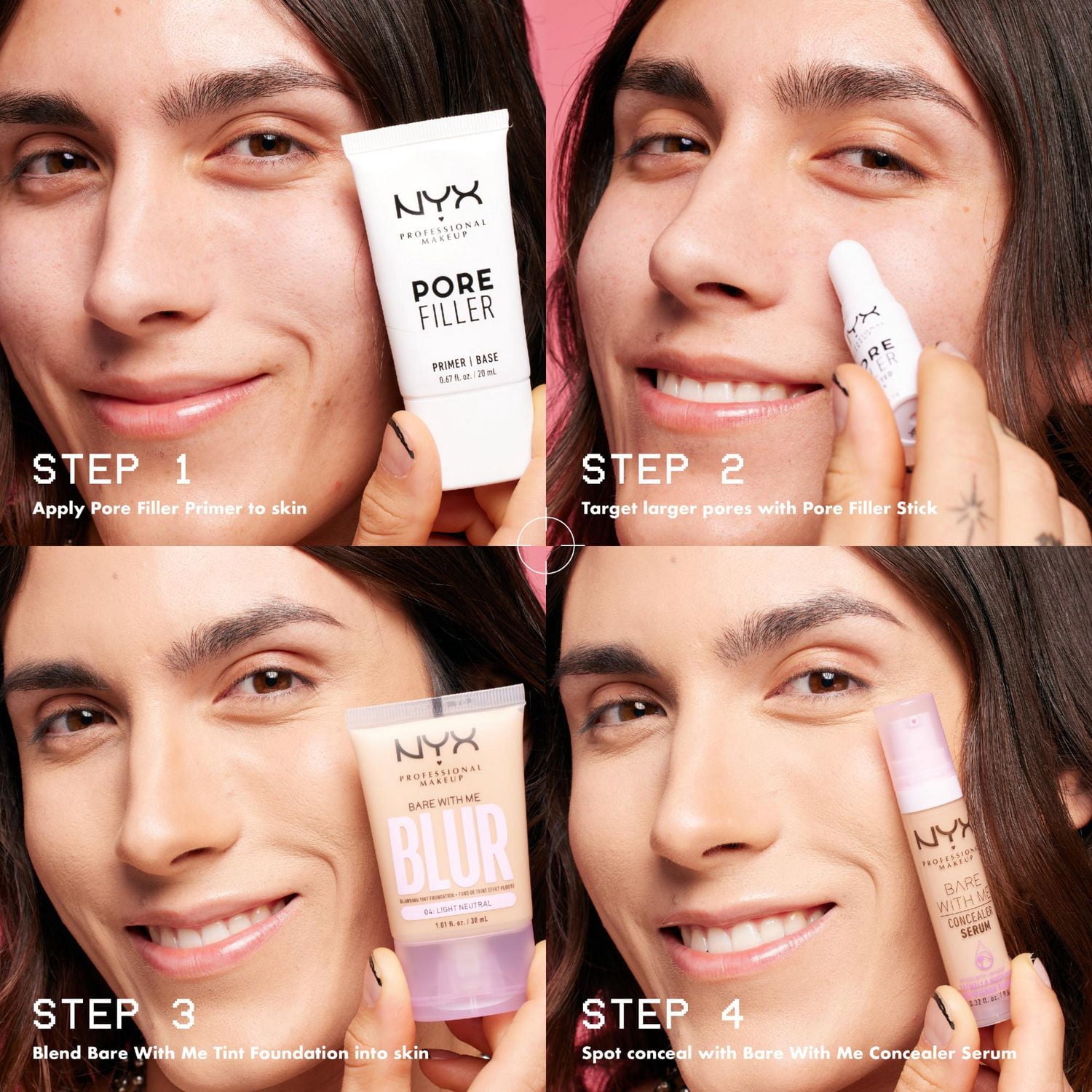 NYX Professional Makeup, Base de teint Pore Filler, Effet lissant, Réduit l'apparence des pores, Fini doux, Tenue 12 hres, 20 ML