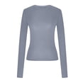 thumbnail image 5 of Dealovy Womens Long Sleeve Shirts Crew Neck Basic Crop Tops Slim Fitted Solid Color Going out Tops, 5 of 5