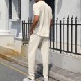 thumbnail image 4 of tumgatte Men's Leisure Sports Set Short Sleeve Knitting Split Solid Color Two-piece Round Neck Top Set Clearance, 4 of 4