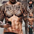thumbnail image 3 of Lefu Men 3D Muscle Tattoo Print T-Shirt Short Sleeve Digital Printing Shirts Tops Tee, 3 of 9