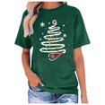 thumbnail image 1 of LUOGENLI T-shirts pour Femme pour Femmes Imprimé de Noël Col Rond T-Shirt pour Femmes Manches Courtes Haut Festif des Fêtes T-shirts Amusants pour Femmes T-shirts Graphiques Saint-Valentin Vert P, 1 of 4