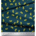 thumbnail image 3 of Soimoi Blue Poly Georgette Fabric Yellow Flower & Dots Decor Fabric Printed Yard 42 Inch Wide, 3 of 5