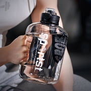 Roiihwy 1.7 L Water Bottle with Straw - Gym Water Jug, Large Gallon Jug for Travel Camping Gym Essentials, Black