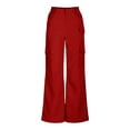 thumbnail image 4 of LOVZFMLL Pantalon pour Femme, Salopette Décontractée Unie Taille Haute d'Extérieur avec Poches Rouge, TG, 4 of 7