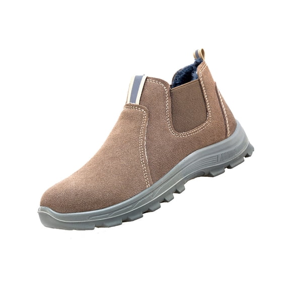 Woobling Men Work Bootie Steel Toe Protection Boot Slip Resistant Boots Scald Proof Safety Shoe Outdoor Working Shoes Brown 7