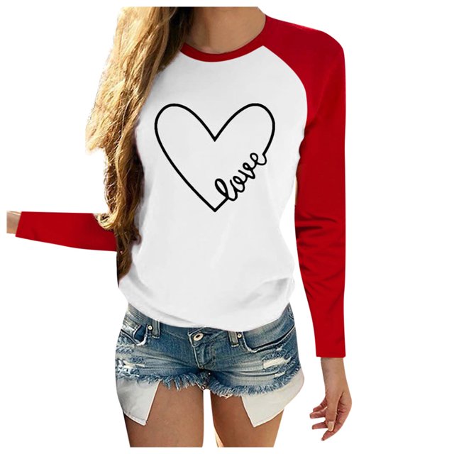 Ketyyh-chn99 Camisoles pour Femmes Mode Tendance Ample Mignon T-Shirt à Manches Longues Col Rond pour Femmes Rouge,3TG