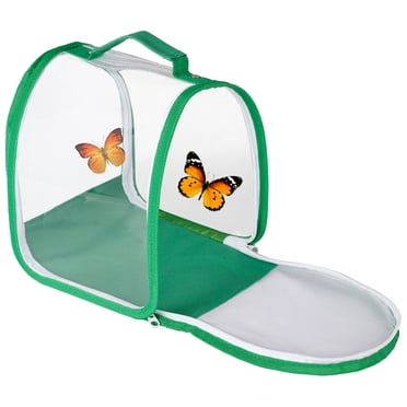 Kyoffiie Petit Filet d'Habitat pour Insectes et Papillons avec Poignée et Fermeture Éclair Cage en Maille Transparente pour Insectes Pliable et Portable Terrarium en Maille en PVC pour Papillon et Chenille pour Jardin Extérieur
