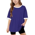 thumbnail image 1 of Rbaofujie T-Shirts à Manches Courtes pour Filles, Hauts d'Été pour Enfants, Col Rond, 5-15 Ans, 1 of 8