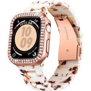 XIHAMA Bandes de montres résine pour Apple Watch Band 40mm 41mm 44mm 45mm iWatch Bracelet de montre avec étui de protection Glitter Bling Bracelet pour Apple Watch Series 8 7 SE SE2 6 5 4