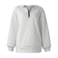 thumbnail image 4 of LSLJS Chandail à Demi-Glissière pour Femmes, Coupe Ample, Manches Longues, Col, Épaules Tombantes, Uni, Veste à Fermeture Éclair 1/4, Chandails à Enfiler pour Femmes ( Gris, P ), 4 of 7
