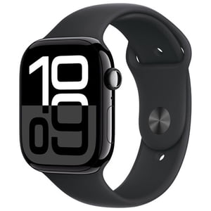 Refurbished (Good) - Apple Watch Series 10 (GPS + Cellular) 46mm Jet Black Aluminum Case with Black Sport Band - Medium/Large