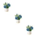 thumbnail image 1 of relayinert Simulation Flower Set Low Maintenance Easy To Clean Fake Peony Silk Hydrangea Flower Silk Artificial Flowers With Vase rose blue 3Set, 1 of 6