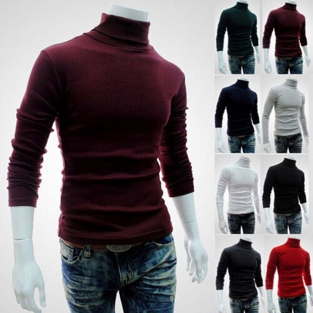Chandail à Col Roulé Tricoté pour Homme d'Hiver, Tricot, Coupe Ajustée, Montré en Couleur Rouge Vin. Fabriqué en Mélange de Coton et de polyester, Ce Chandail à Col Roulé Présente une Encolure Haute et des Manches Longues, Idéal pour les Tenues d'Hiver Décontractées. options de Couleurs Supplémentaires Incluent Noir, Blanc, Gris et Café, avec Tailles Allant de m à TTG.