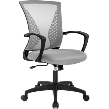 BestOffice Chaise de Bureau Ergonomique en Maille, Soutien Lombaire Accoudoirs Dossier Mi-Haut à Roulettes Pivotante Réglable, Gris
