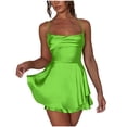 thumbnail image 1 of AherBiu Satin Dress for Women Sleeveless Crossover Strap Hollow Back Ruffle Layered Party Mini Dress, 1 of 7