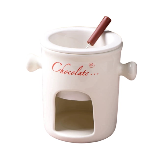 Chocolate Fondue Cup Includes Fondue Cup And Fork Chocolate Melting Cup Mini Chocolate Fondue Set (without Tea Light) Fondue Cup With Fork For Date Night Birthday Weddi Drinking Glasses Ceramic Water