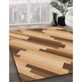 thumbnail image 3 of Ahgly Tapis Rond Lavable en Machine Intérieur Transitionnel Jaune Orange, 4 Pieds Rond, 3 of 7