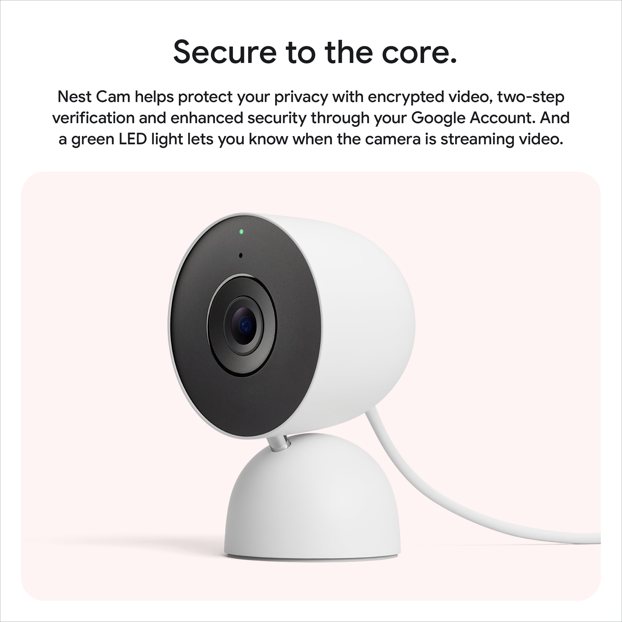 Google Nest Cam Indoor (Wired, 3rd Gen) - 2K Video and Gemini - Snow