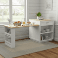 thumbnail image 3 of Homy Casa Rolling Kitchen Island with Pull-Out Table and Two-Tone Storage, 3 of 10