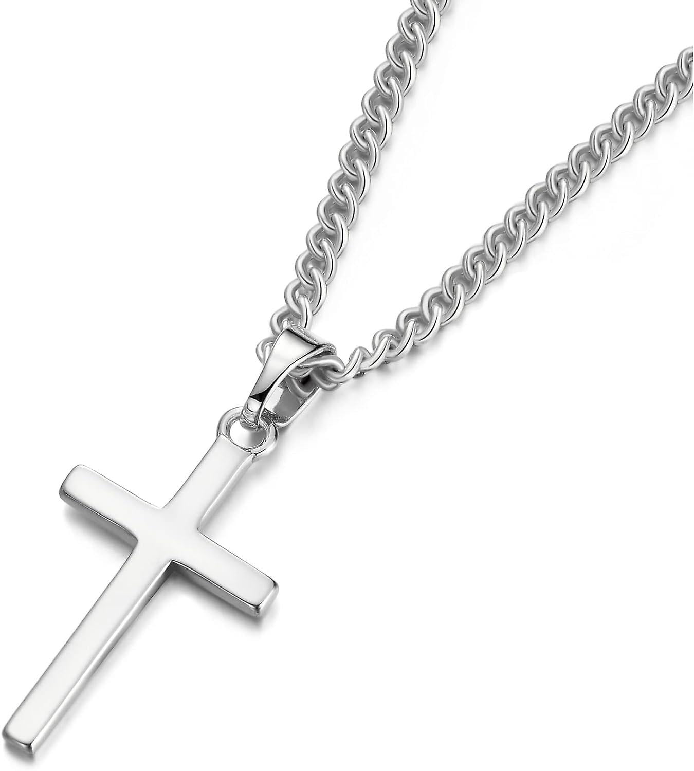 Collier Croix Hommes - Pendentif Croix Collier Croix en Acier Inoxydable pour Femmes
