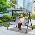 thumbnail image 3 of Outdoor Swing Canopy Replacement Cover - Heavy Duty Waterproof & Windproof 3-Seater Top Cover for Patio Swing Chairs - UV Protection Rip-Proof Garden Swing Cover 98"x 73"x 7" for Backyard, Porch, 3 of 9