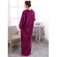 thumbnail image 3 of Women's Flannel Robe Zipper Front Long Plush Full Length Bathrobe with Pockets M-XL, 3 of 6