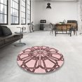 thumbnail image 4 of Ahgly Tapis Rond Lavable en Machine Intérieur Transitionnel Rose Clair, 3 Pieds Rond, 4 of 7