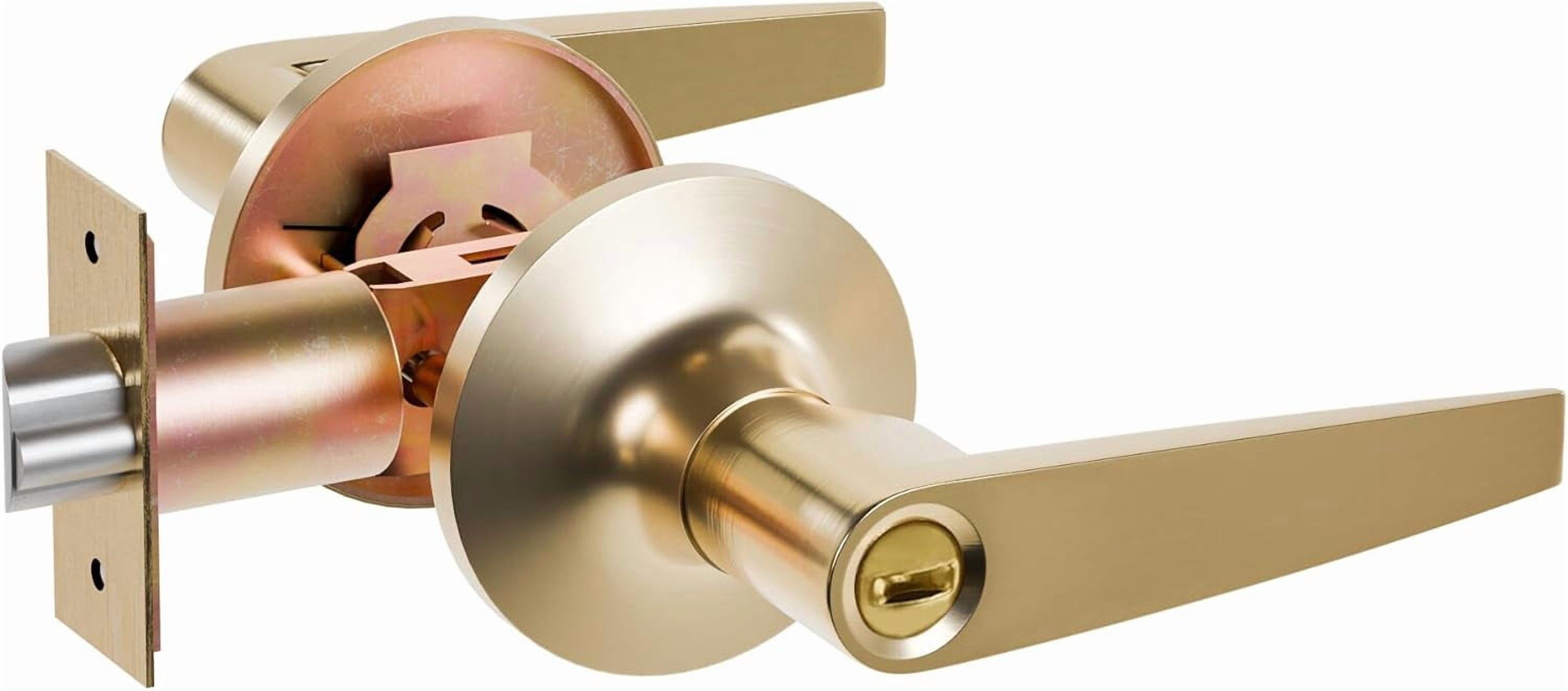 of Lever Keyed Entry Door Lever Handle Lock Universal Door Knob Hardware Nickel Brushed Color (MRCA)