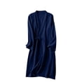 thumbnail image 3 of Bocqde Robe pour Femmes Décontractée de Couleur Unie avec Nœud, Peignoir Doux et Léger en Coton, Chemise de Nuit avec Poche, 3 of 3