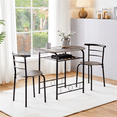 thumbnail image 2 of FullFurnique 3-piece Round Dining Table and 2 Chairs Set with Storage Rack and Steel Legs, Drift Brown, 2 of 10