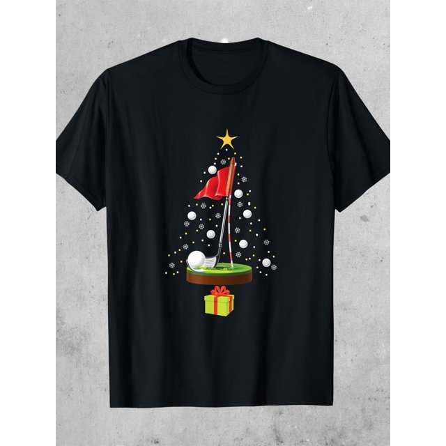 T-shirt Arbre de Golf Festif 190 g Coton Noir