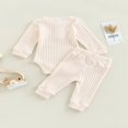 thumbnail image 4 of Baby Girls Pants Set  Ribbed Long Sleeve Crew Neck Romper with Elastic Waist Pants for Toddlers, 4 of 9