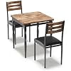 3-Piece Dining Table Set for 2, Counter Height Kitchen Table with Cushioned Chairs, Spiral Metal Legs, Compact Dining Set for Apartment, Breakfast Nook and Dining Room,Brown