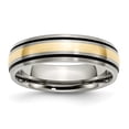 thumbnail image 1 of Titanium Grooved 14k Yellow Inlay 6mm Brushed and Antiqued Band Size 10.5, 1 of 6