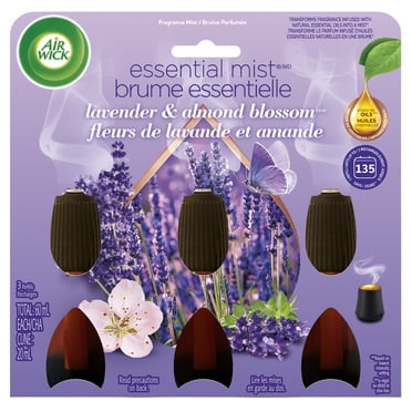 Air Wick Essential Mist Refill – Air Freshener Infused with Essential Oils, Easy Change Refill for Cordless Diffuser – 3 Count – Lavender and Almond Blossom Scent