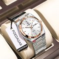 thumbnail image 1 of POEDAGAR Montre de Mode pour Homme en Or Blanc à Quartz en Acier Inoxydable Analogique Étanche Lumineuse avec Date, 1 of 5