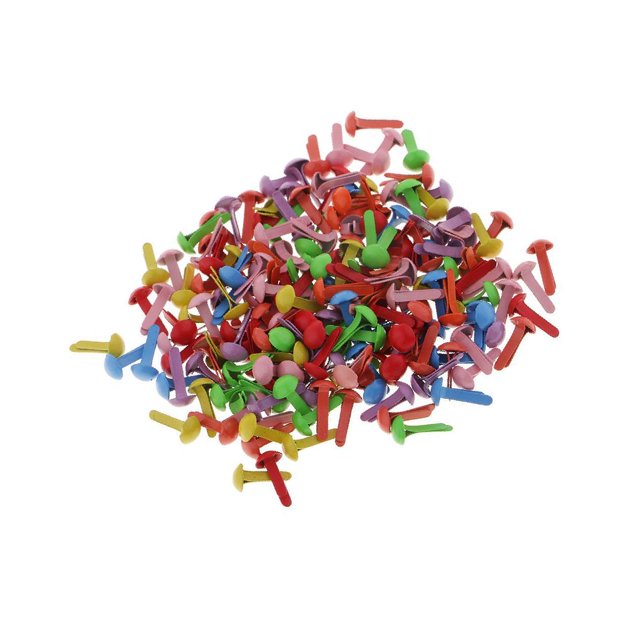 kurtrusly Assorted 100Pc Metal Round Head Brads for Paper Craft and Scrapbook 5x11mm Colored Fasteners Style A 1Set