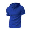 thumbnail image 1 of Blouse à Capuche pour Hommes, Haut à Capuche à Manches Courtes avec Cordon de Serrage, 1 of 5