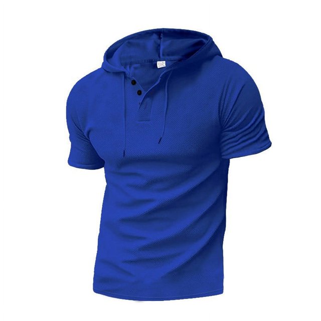 Blouse à Capuche pour Hommes, Haut à Capuche à Manches Courtes avec Cordon de Serrage