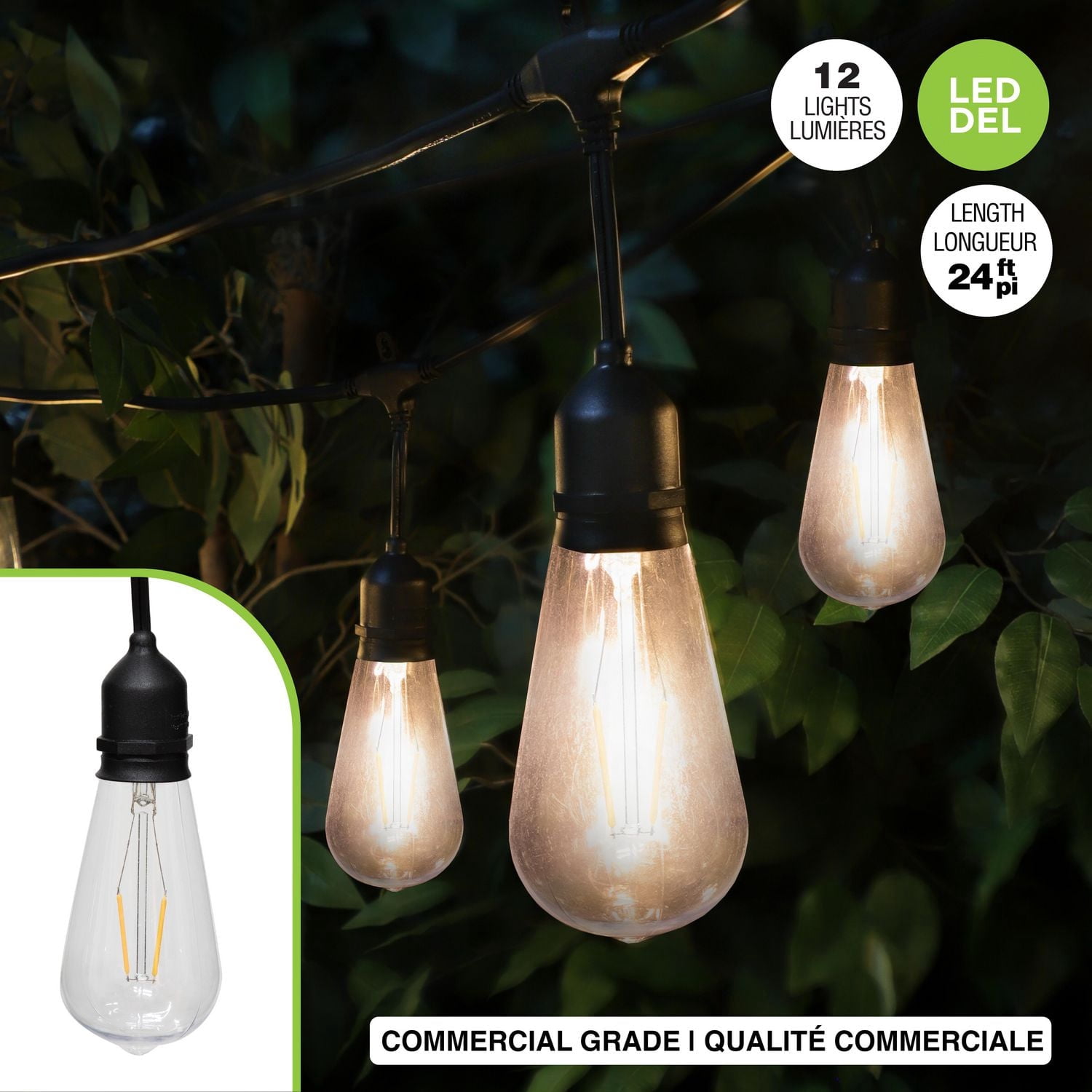 JEU DE 12 LUMIÈRES GÉANTES EDISON, QUALITÉ COMMERCIALE + 2 FILAMENTS
