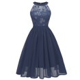thumbnail image 1 of Pompotops Robe Trapèze Vintage pour Femme, Princesse, en Dentelle Florale, Cocktail, Encolure, Fête, Évasée, 1 of 5